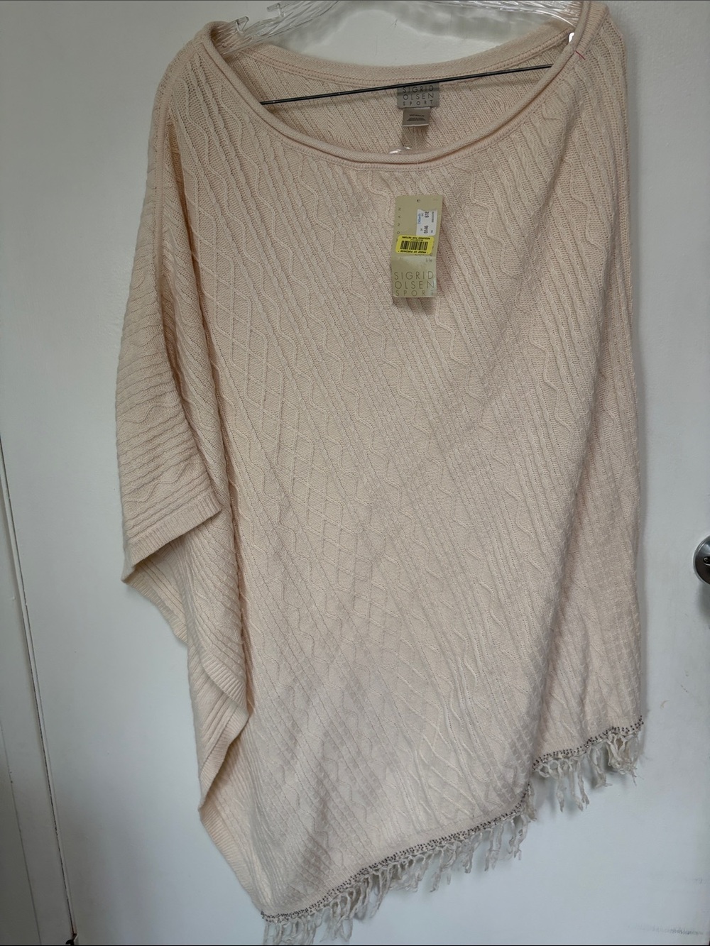 Sigrid Olsen Soft Cream Cable-Pattern Sweater Shawl 1-20